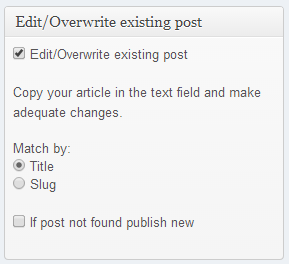 Overwrite existing post