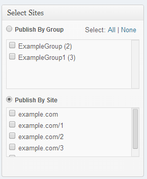 Select the sites for publishing
