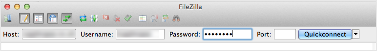 the login screen for the Filezlla FTP client
