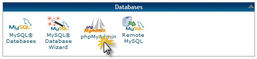 the phpMyAdmin icon in the hosting cpanel