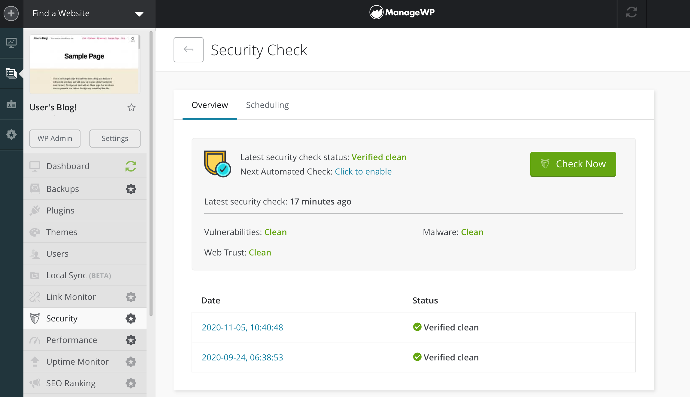 ManageWP's Security Check archive.