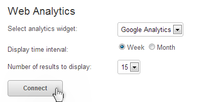 the Analytics Integration settings located at Options > settings. Google Analytics is selected from the dropdown