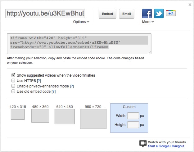 YouTube Embed Options
