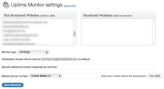 Uptime Monitoring Settings