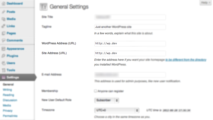 WordPress General Settings