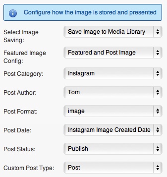 Instagrate to WordPress Settings