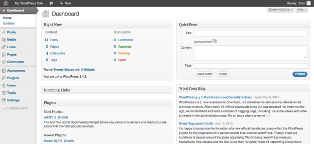 WordPress Dashboard