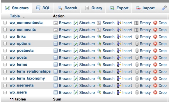 WordPress Tables