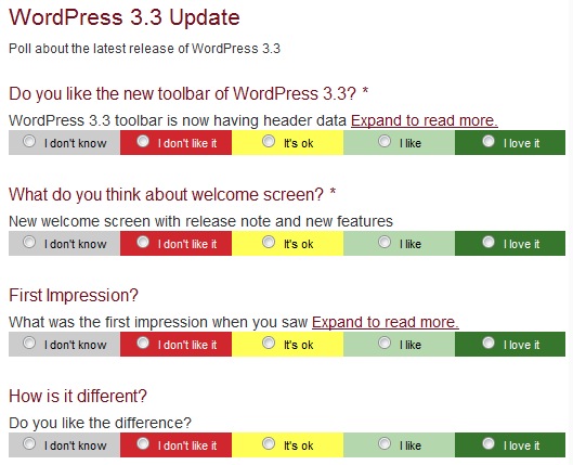 Colored Votes Polls WordPress Plugin