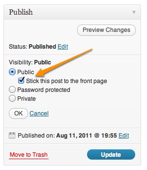 WordPress Sticky Posts in post editor