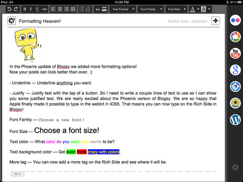 Blogsy Formatting Options
