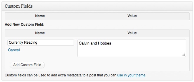 WordPress Custom Field example