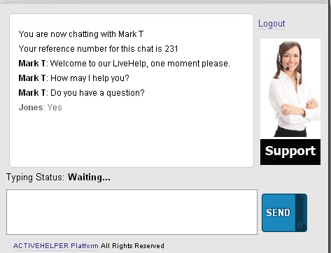 ActiveHelper LiveHelp Chat Window