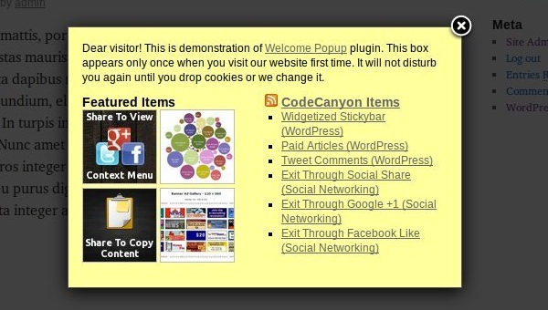 Widgetized Welcome Popup - Premium WordPress Plugin