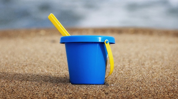 A bucket on the beach