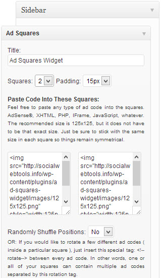 Ad Squares Widget for WordPress