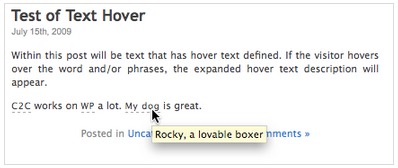 Text Hover WordPress Plugin