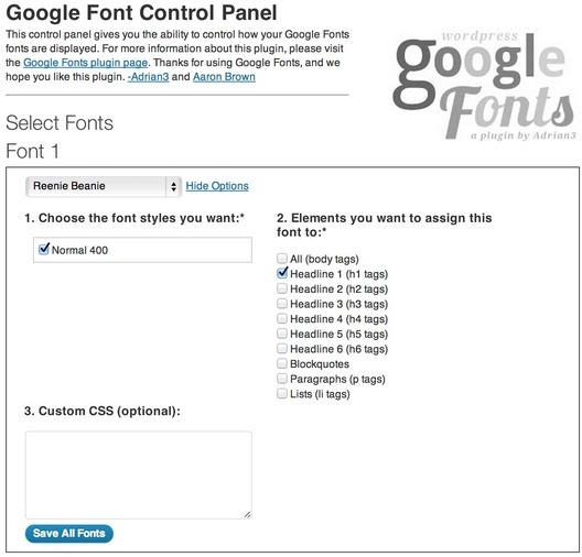 WP Google Fonts WP Plugin