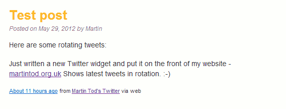 Screenshot of Rotating Tweets in action.