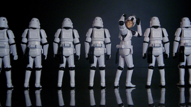 A row of stormtroopers.