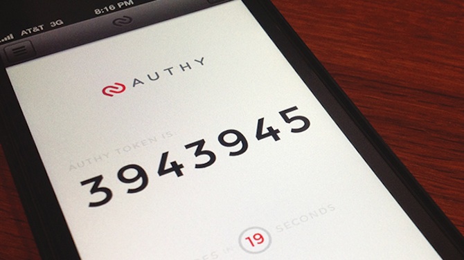 An Authy verification code on a smartphone.