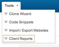 Clients Report toolbar link.
