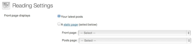 WordPress Reading Settings screenshot.