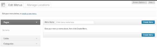 WordPress custom menus screenshot.