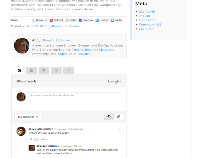 Google+ Comments for WordPress