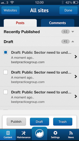 ManageWP WordPress iOS App