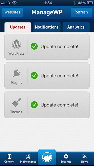 ManageWP WordPress iOS App