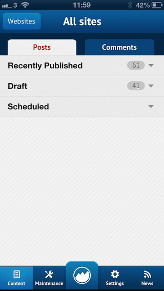 ManageWP WordPress iOS App