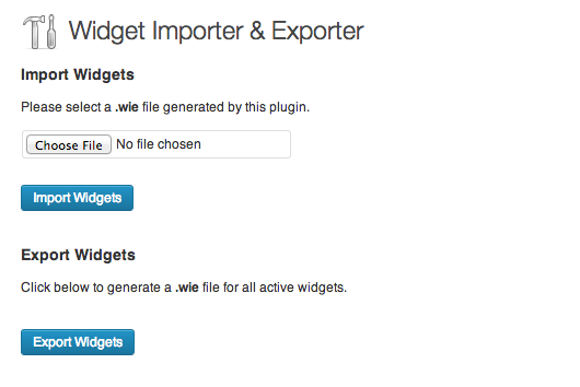 Widget Exporter and Importer