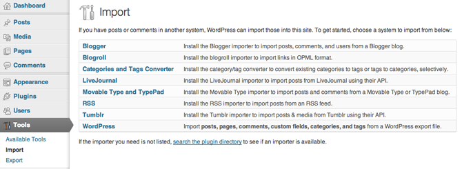 WordPress Import