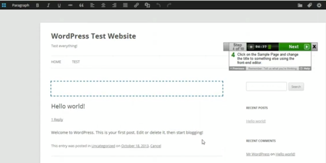 Wordpress Front End Editor Test