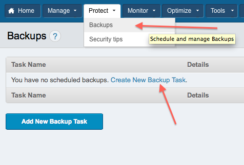 Manage Backups