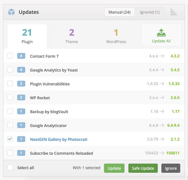 ManageWP Orion Safe Update