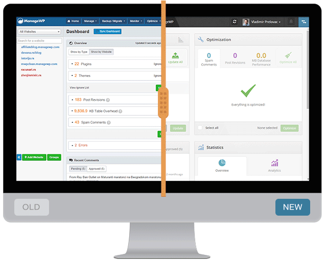 ManageWP - Old vs. New