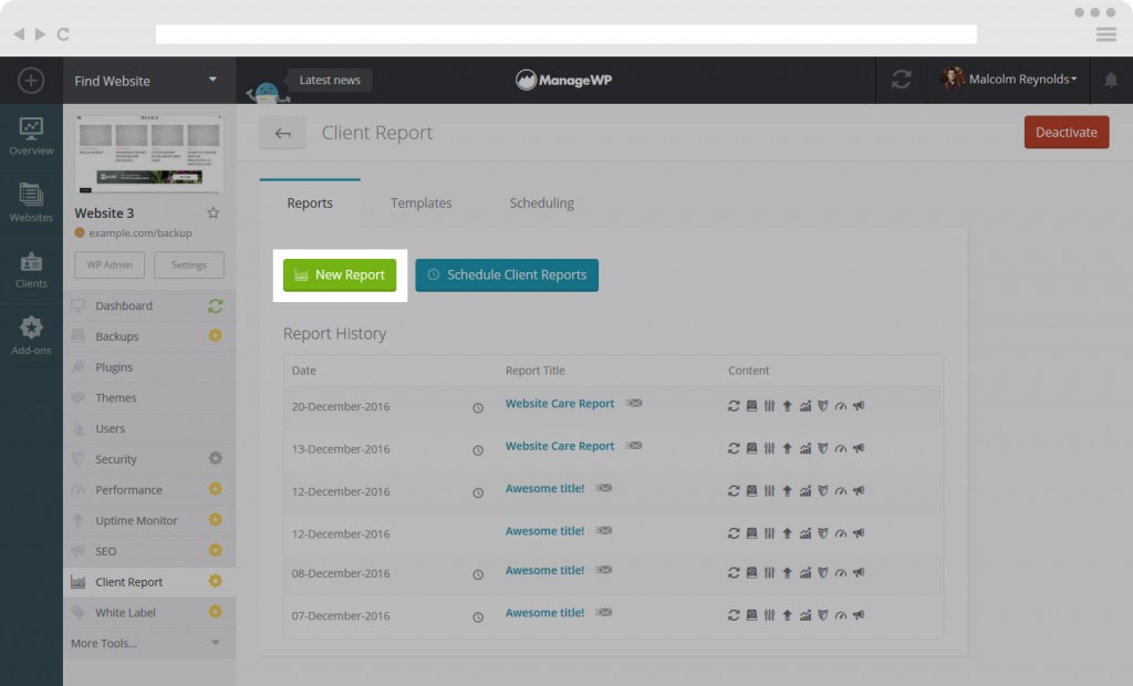 How To Create A Client Report - ManageWP
