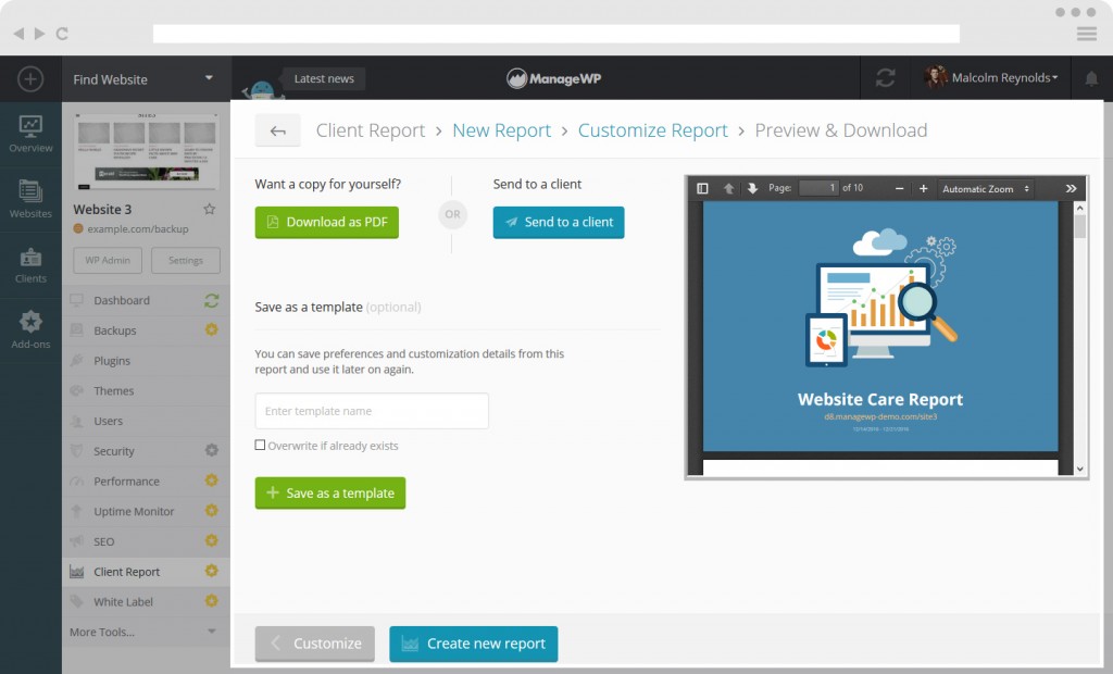 How To Create A Client Report - ManageWP