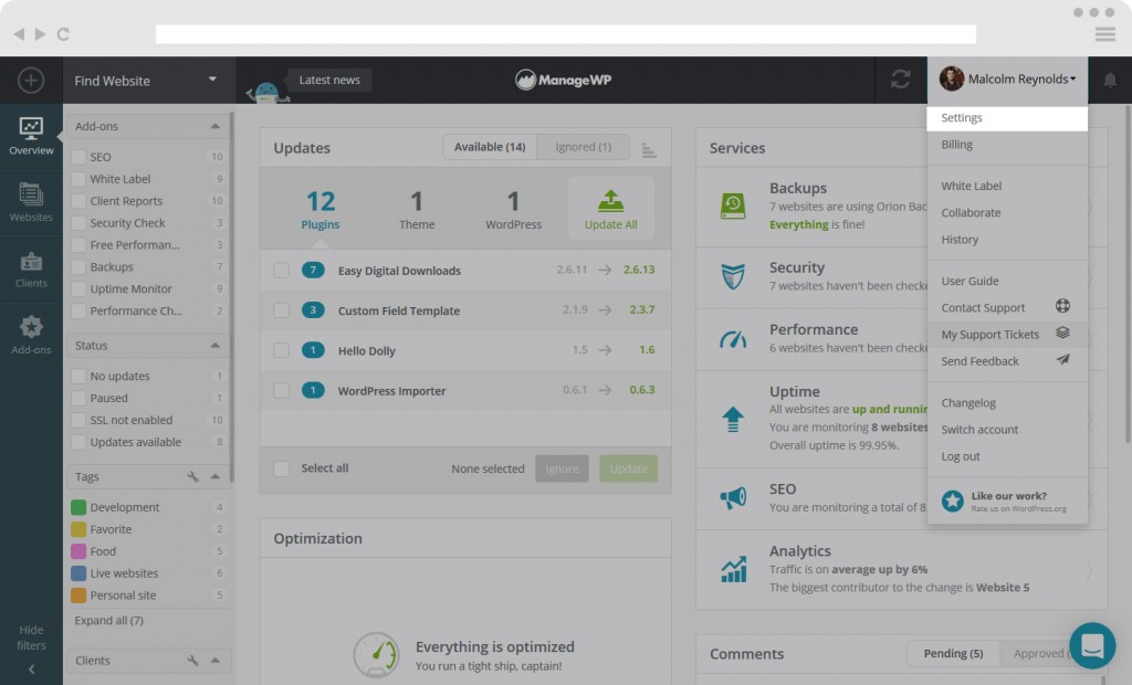 Get to know your ManageWP Settings - ManageWP