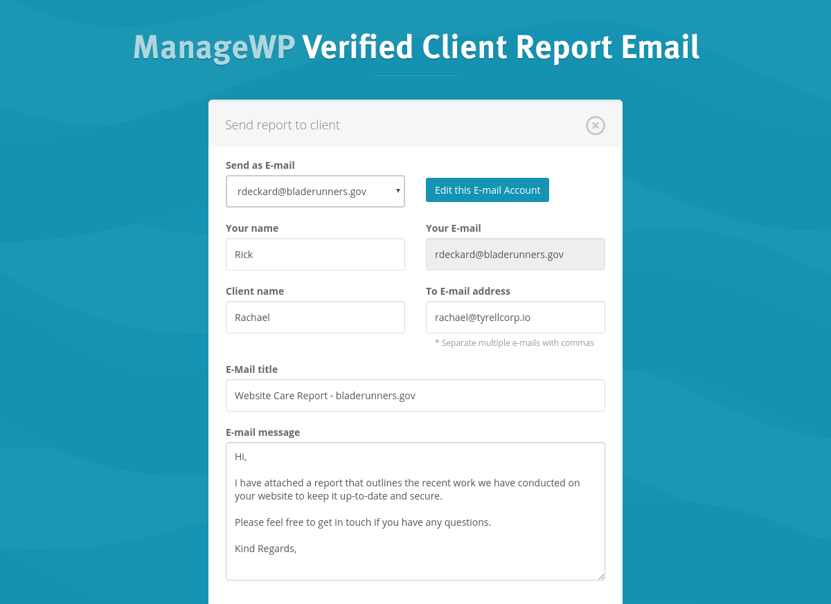 verified client report email
