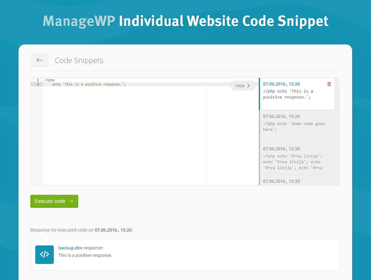 Code Snippets and Maintenance Mode Now in Orion - ManageWP