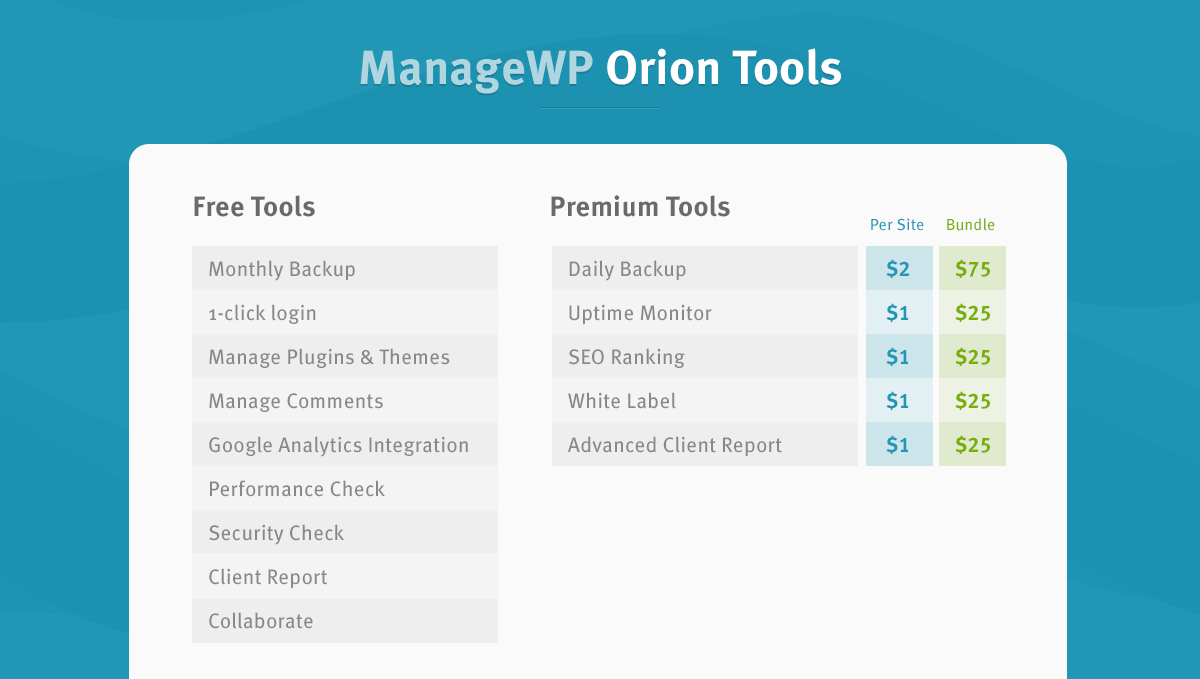 Orion tools and bundles