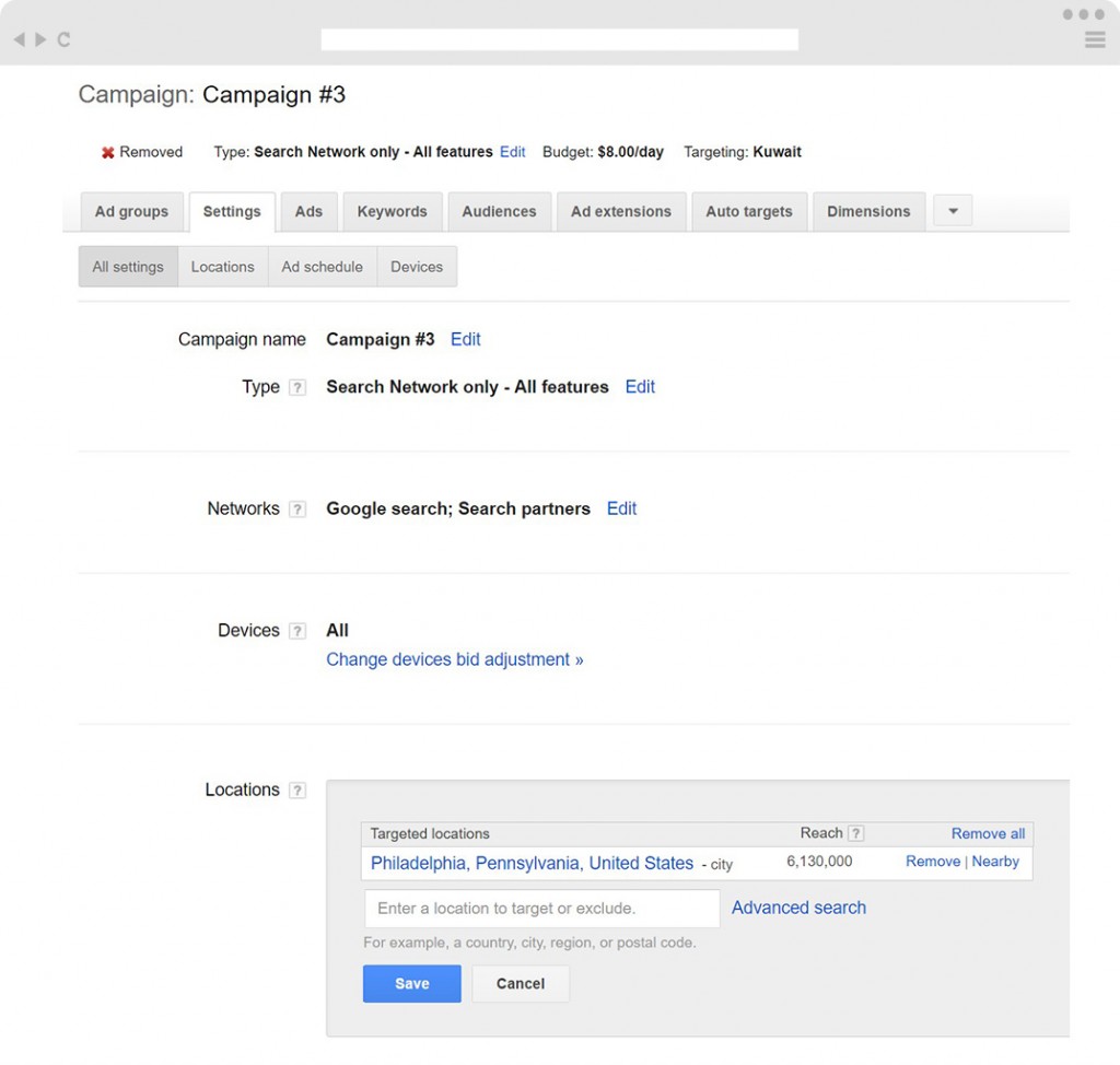 AdWords Campaign Settings