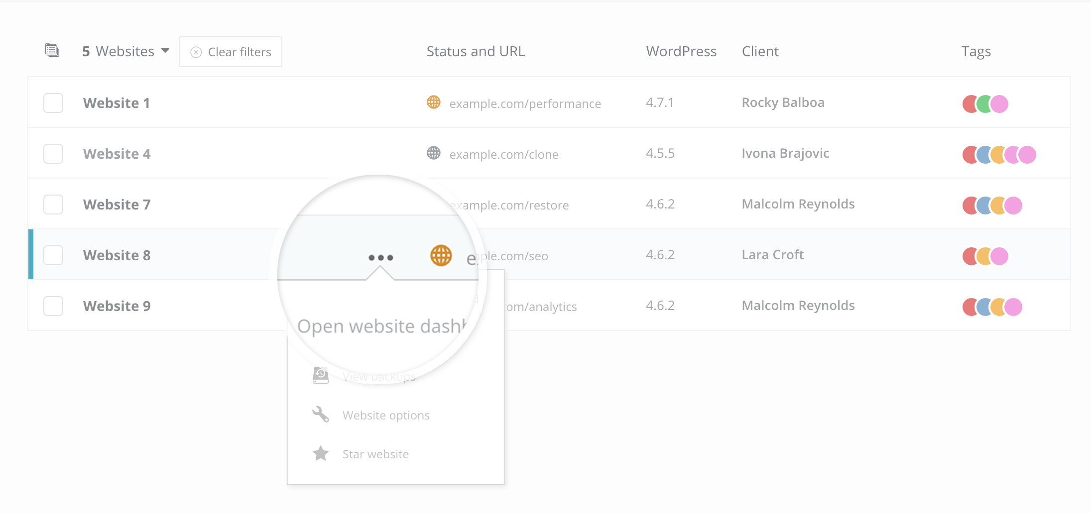 ManageWP dashboard visual improvements