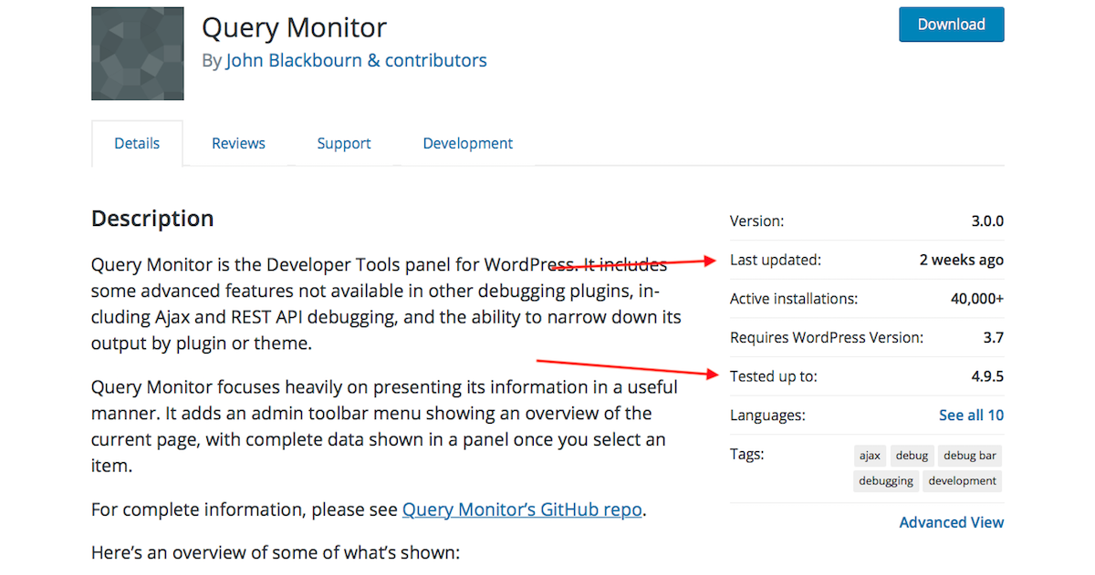 Query Monitor in WordPress.org Directory