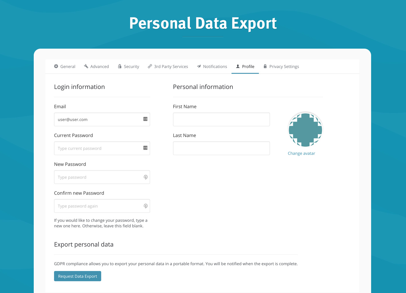 Personal Data export
