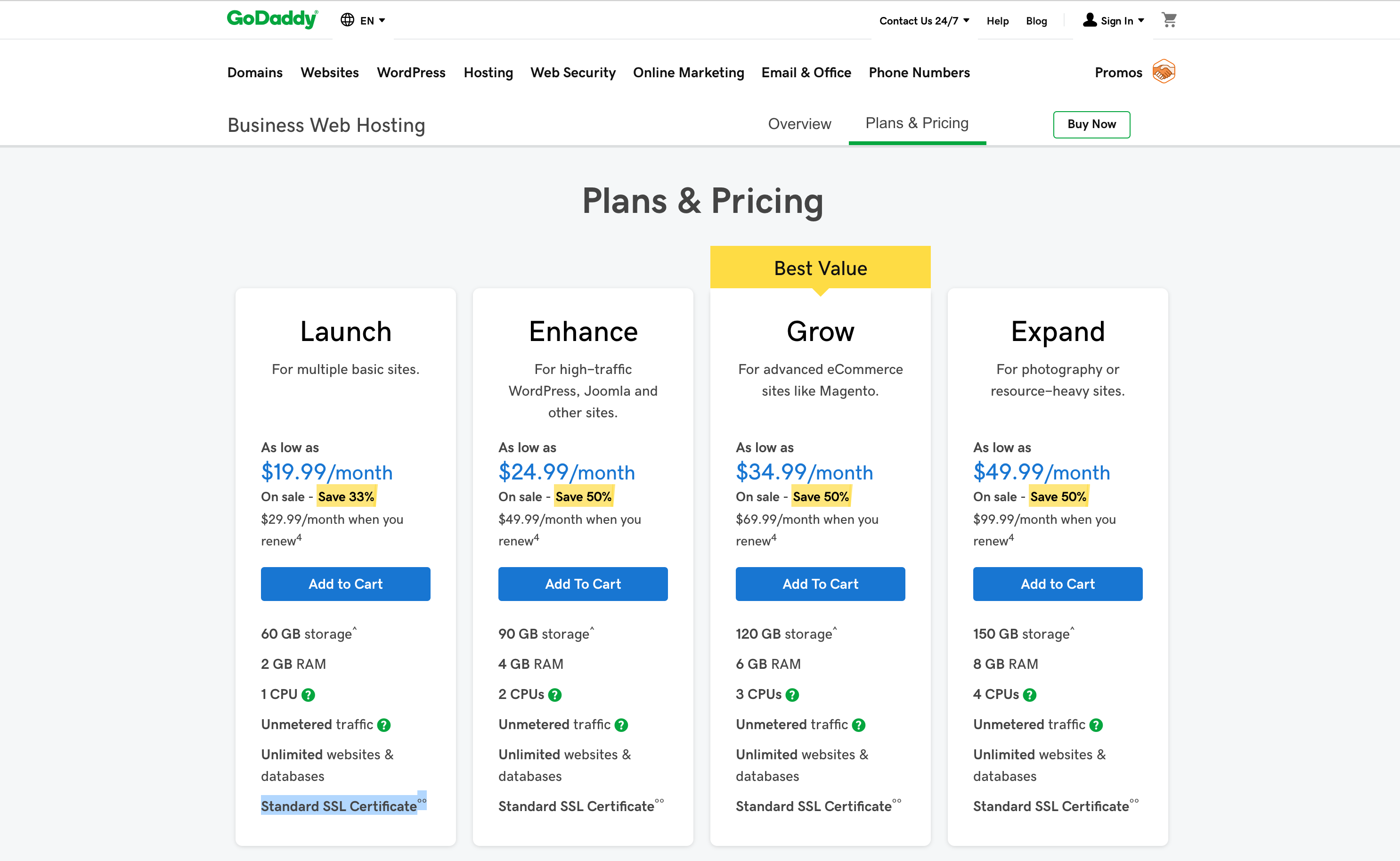 GoDaddy SSL Included