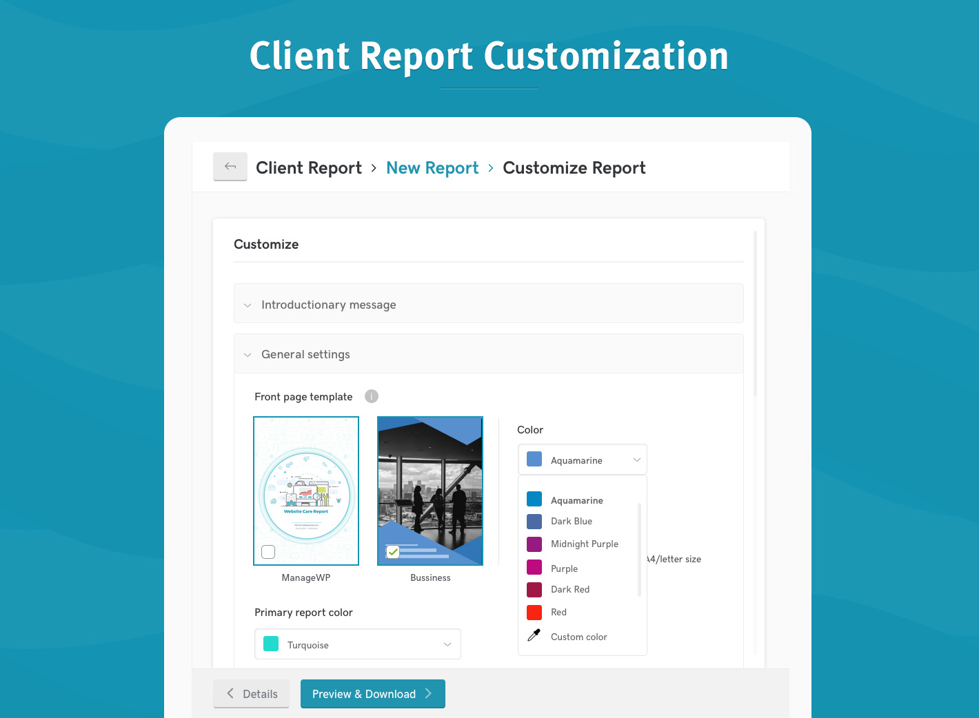 Client Report Customization